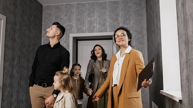family on a house tour